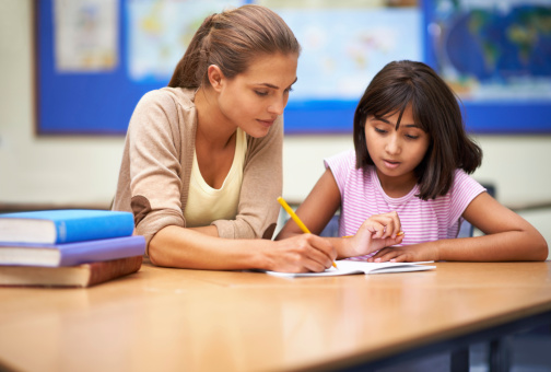 girl student and teacher